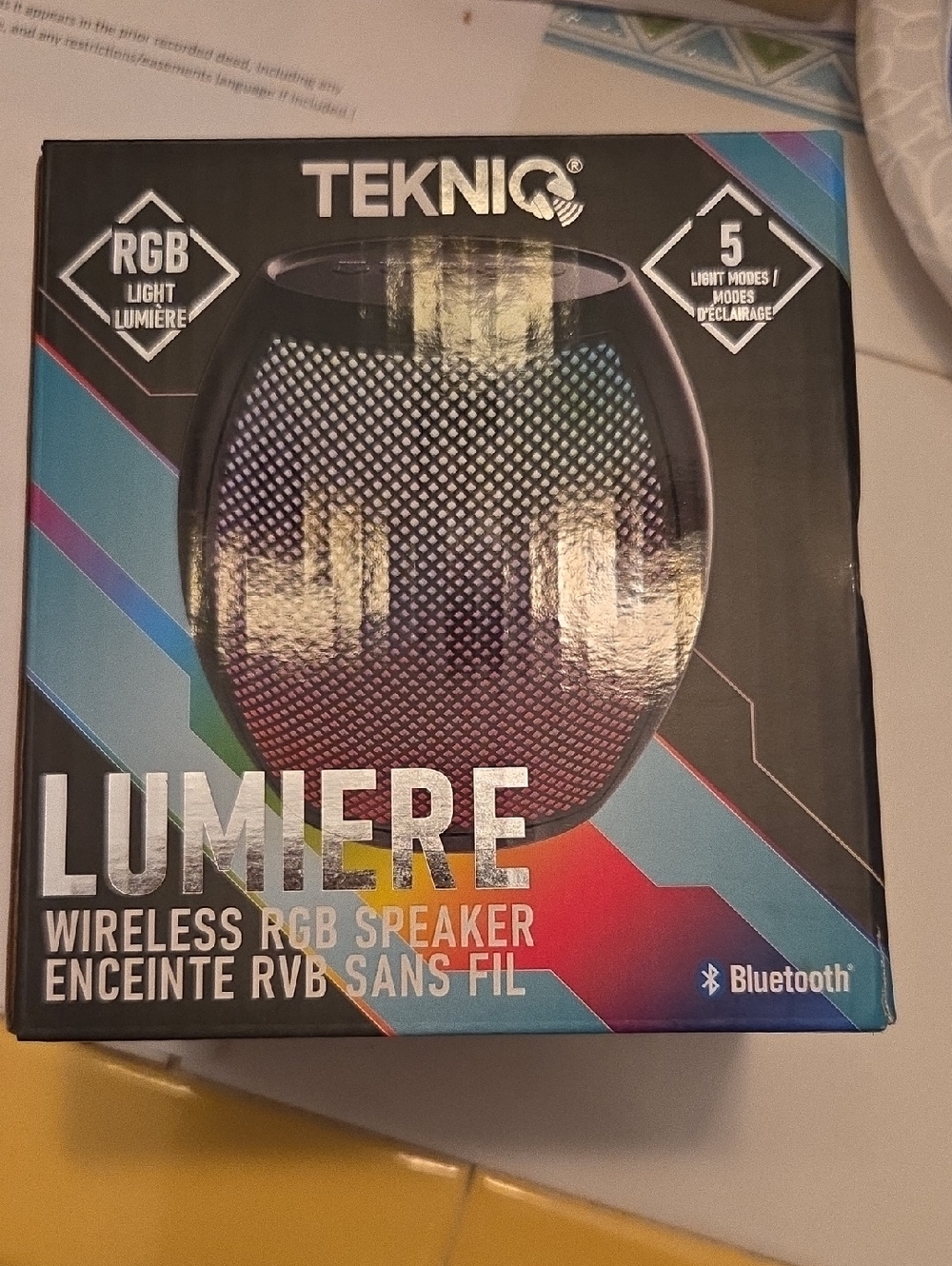 Tekniq Lumiere Wireless RGB Speaker - Black & Multicolor Lighting